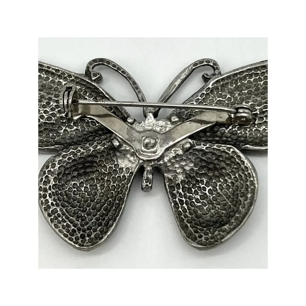 Silvertone Textured Butterfly Whimsical Pin Brooch Jewelry Fashion Accessory